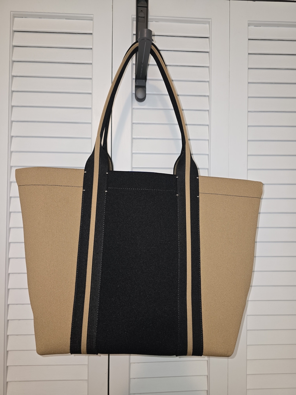 Rothy's Canvas Two-Tone Tote Bag - Black & Tan
